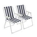 Blue & White Folding Metal Beach Chairs - Pack of Two