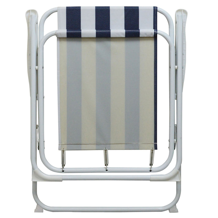 Blue & White Folding Metal Beach Chairs - Pack of Two