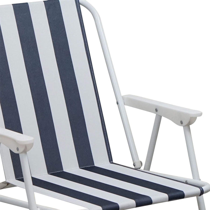 Blue & White Folding Metal Beach Chairs - Pack of Two