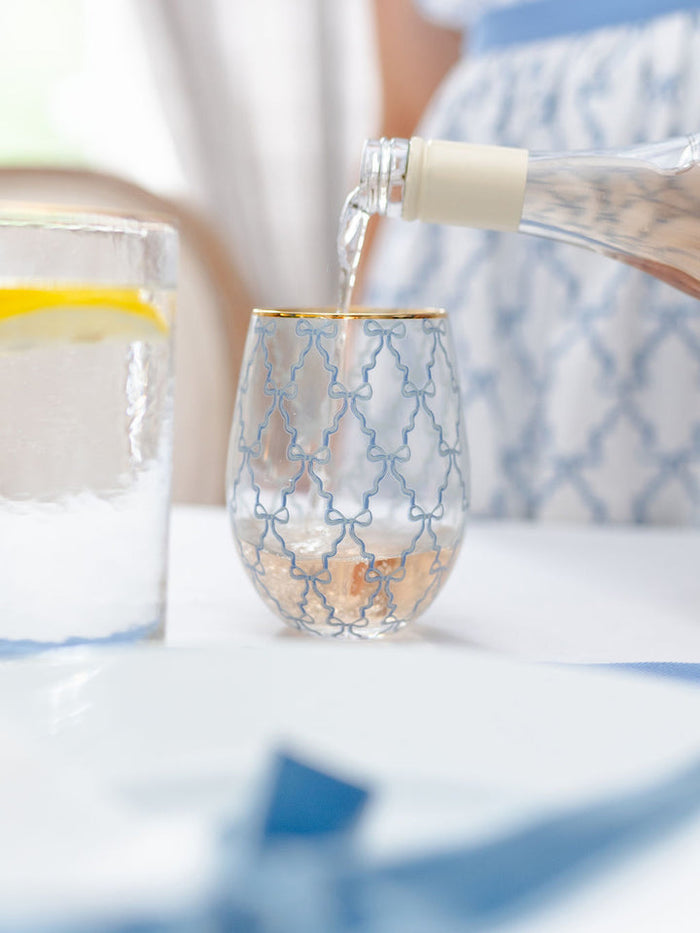 BOW TRELLIS STEMLESS WINE GLASS