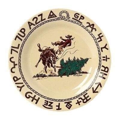 Ranch Brands Cowboy Christmas Dessert Plate. Made in the USA Your Western Decor.