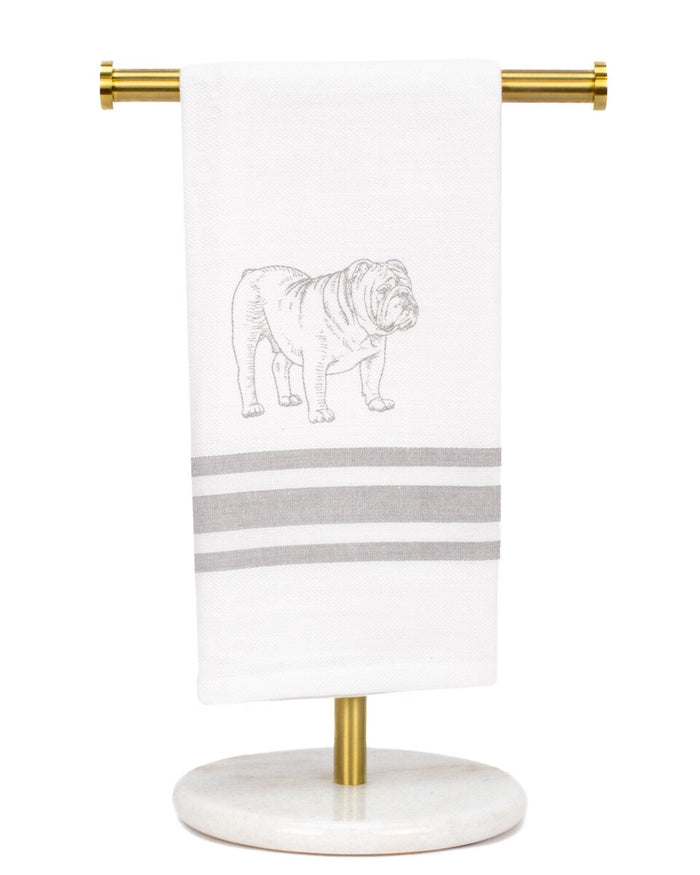 BULLDOG GREY/WHITE HAND TOWEL