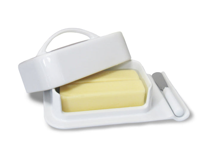 BUTTERIE PORCELAIN WHITE BUTTER DISH