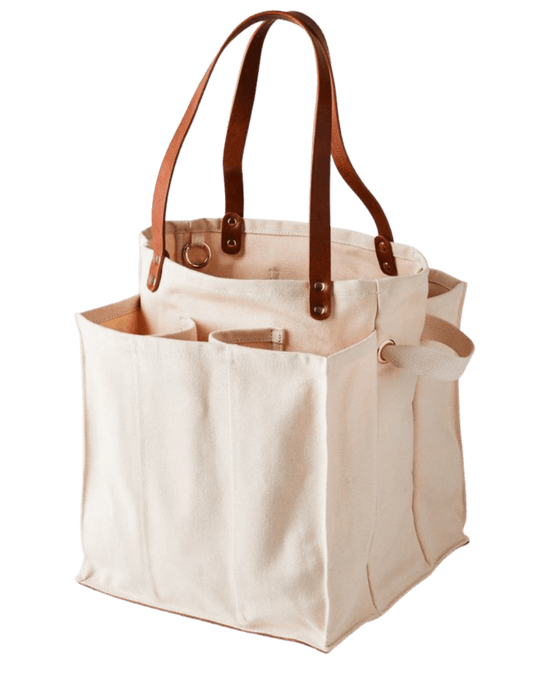 CAPABUNGA MARKET TOTE, NATURAL CANVAS with BROWN HANDLES