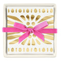 CERAMIC NAPKIN TRAY w/ GOLD MOROCCAN NAPKINS