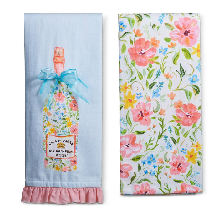 CHAMPAGNE FLEUR TEA TOWELS, SET of 2