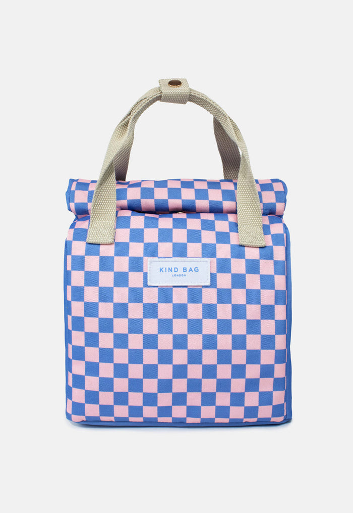CHECKERBOARD BLUE & PINK LUNCH BAG