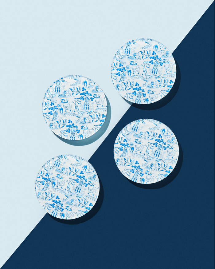 CHINOISERIE PRINT COASTERS, SET of 4