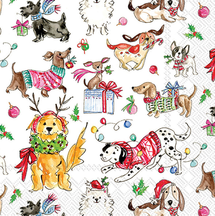 CHRISTMAS DOGS COCKTAIL NAPKIN