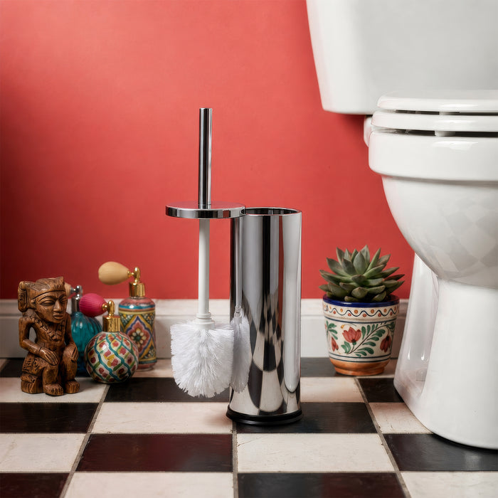 Chrome Round Stainless Steel Toilet Brush & Holder