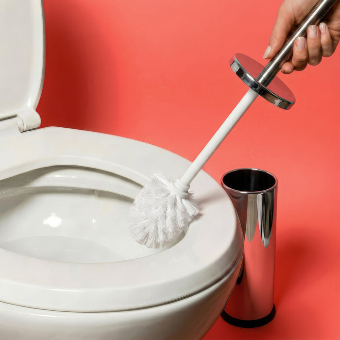 Chrome Round Stainless Steel Toilet Brush & Holder