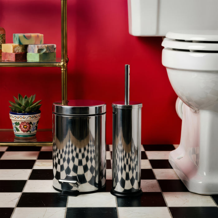 Chrome Round Stainless Steel Toilet Brush & Holder
