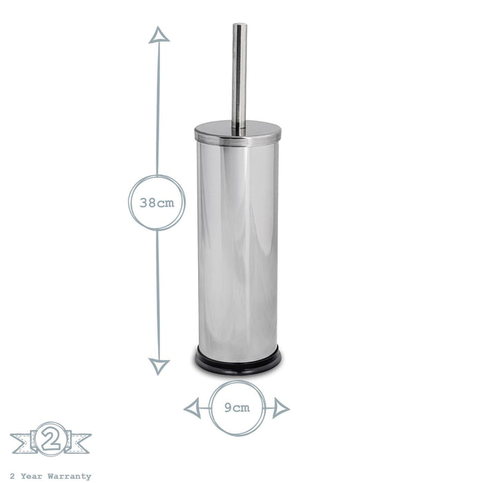 Chrome Round Stainless Steel Toilet Brush & Holder