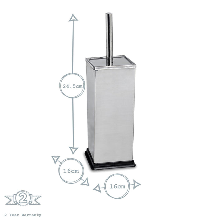 Chrome Square Toilet Brush & Bin Set