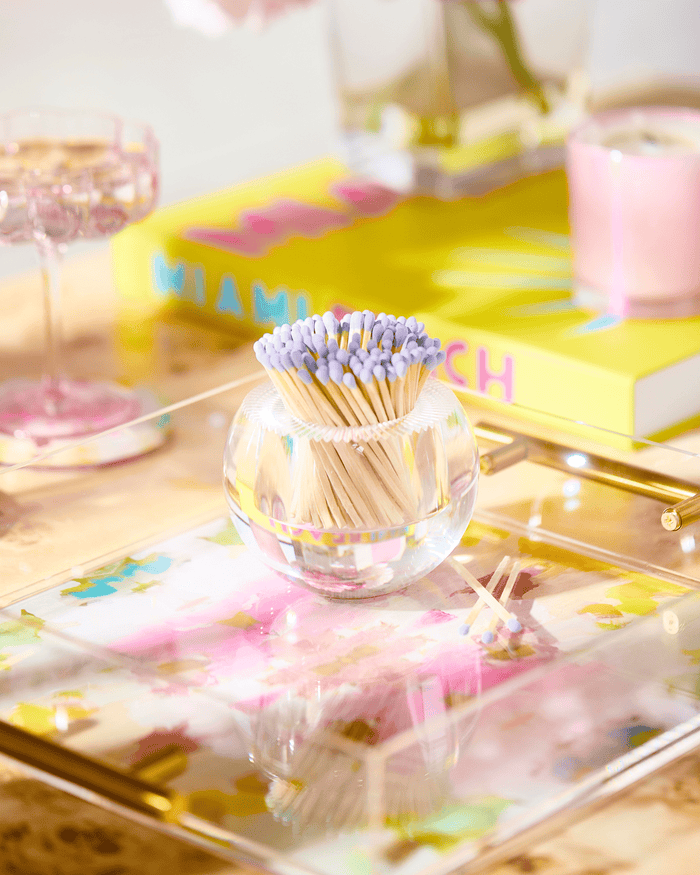 CLEAR ACRYLIC MATCH STRIKER with LAVENDER MATCHES