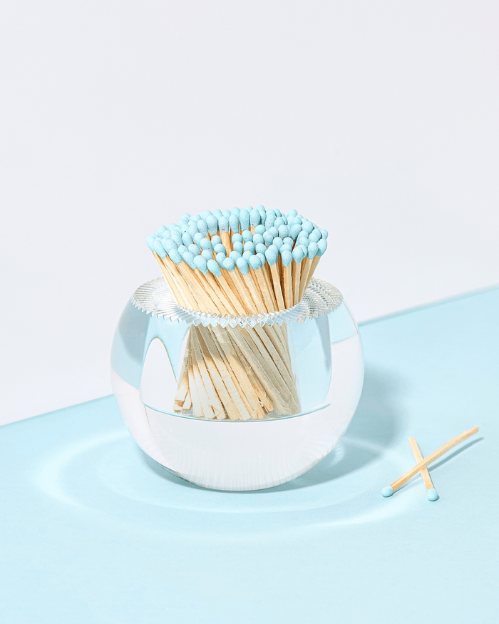 CLEAR ACRYLIC MATCH STRIKER with LT. BLUE MATCHES
