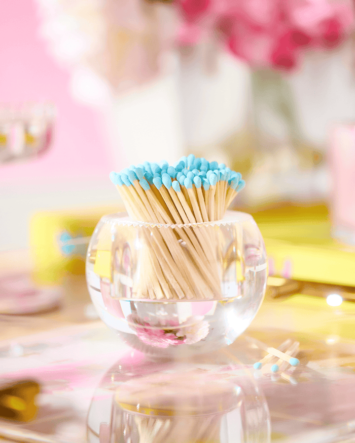 CLEAR ACRYLIC MATCH STRIKER with LT. BLUE MATCHES