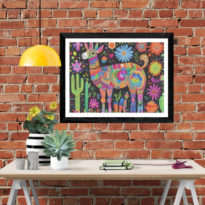 Colorful Mexican Folk Art Llama