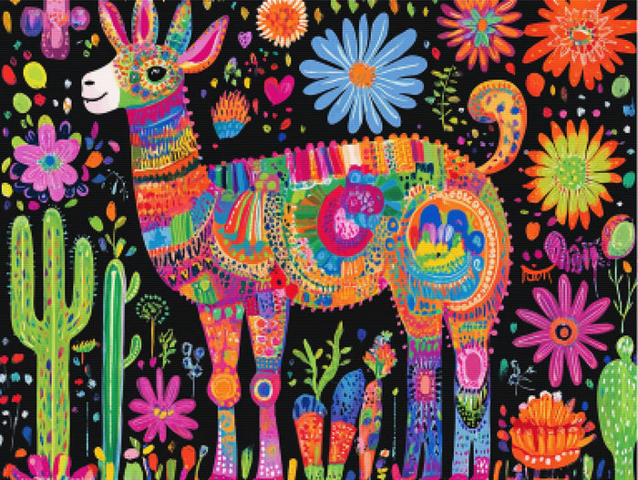 Colorful Mexican Folk Art Llama