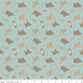 Curtain Valance - Elmer & Eloise Bears Aqua Flannel