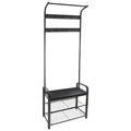 Curved Steel Coat Rack with Shoe Storage Bench