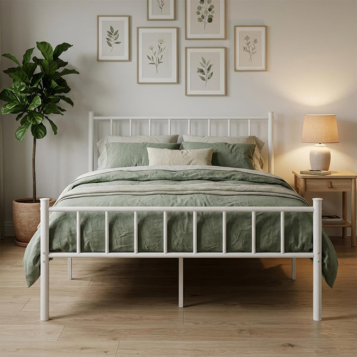 Double Metal Bed Frame - 4ft 6" - White