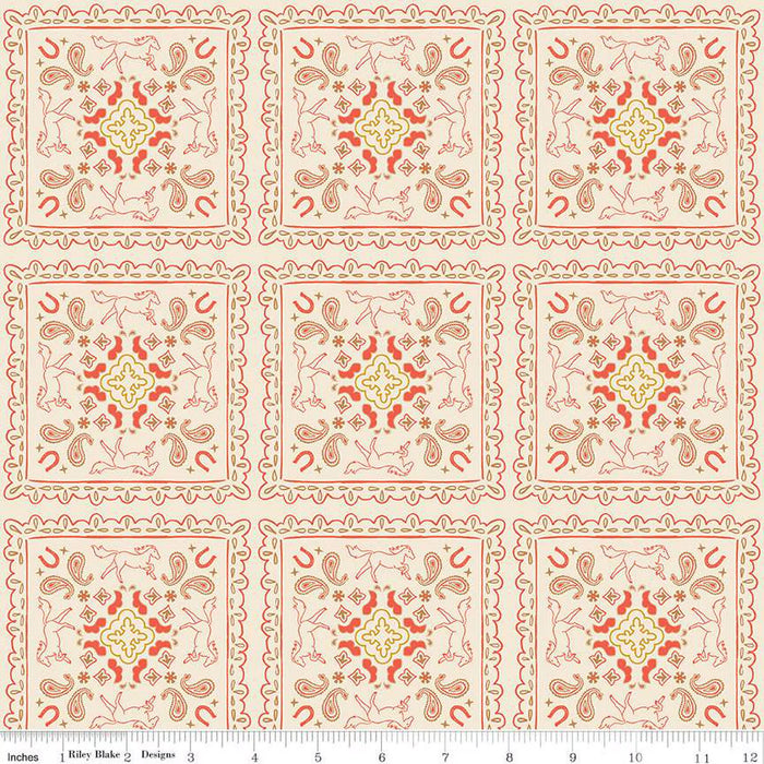 Double Sided Cotton Blanket - Wild Rose Bandanas Cream Cotton