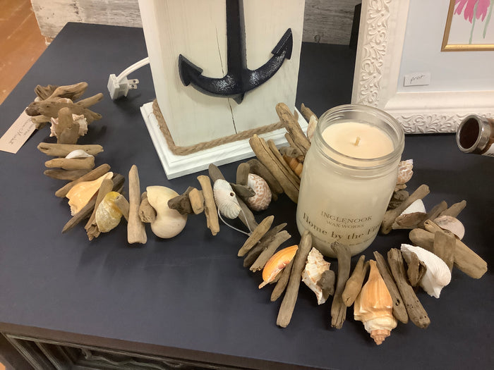 Driftwood and shell garland