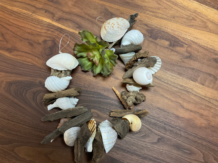 Driftwood and shell garland