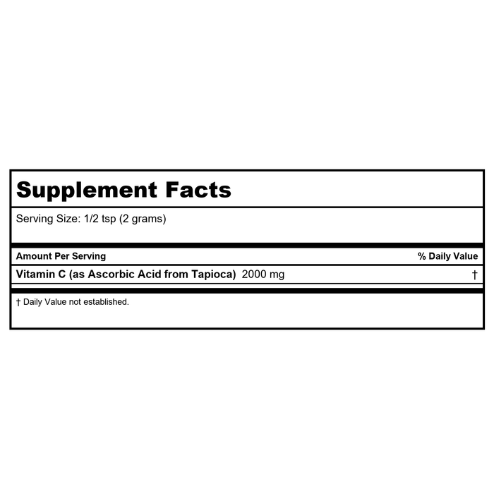 Ecological Formulas Vitamin C From Tapioca 150 Grams (2 bottles) - Supplement Facts panel