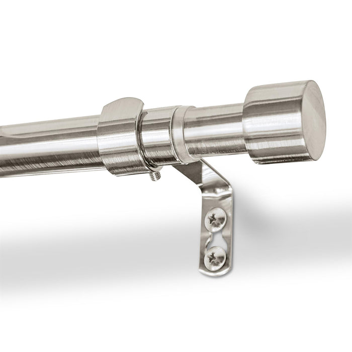 Extendable Brushed Nickel Metal Curtain Pole Kit from 83cm to 120cm