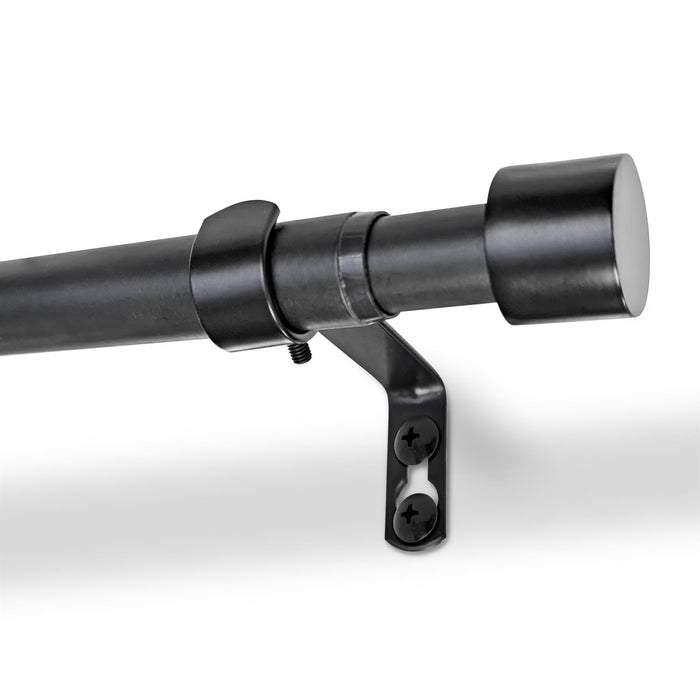 Extendable Matt Black Metal Curtain Pole Kit from 77cm to 150cm