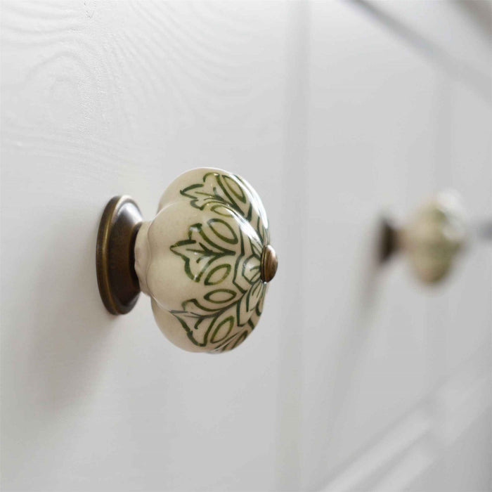 Floral Ceramic Cabinet Knobs - 9 Colours