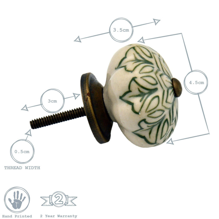 Floral Ceramic Cabinet Knobs - 9 Colours