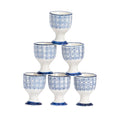 Floral Hand Printed Stoneware Egg Cups - Pack of Six