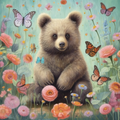 Fluffy Bear And Butterflies