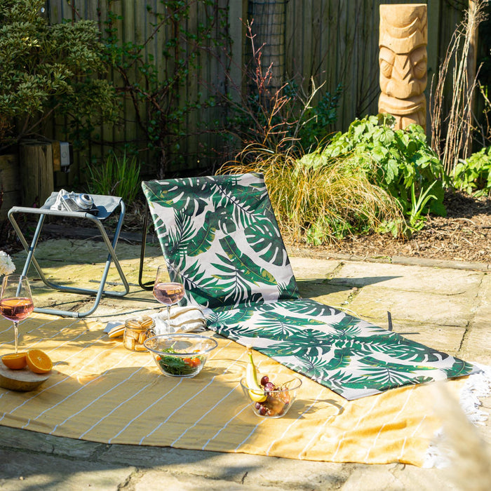 Folding Banana Leaf Canvas Beach Lounger