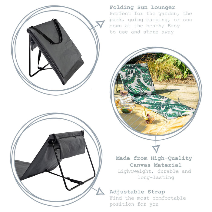 Folding Banana Leaf Canvas Beach Lounger
