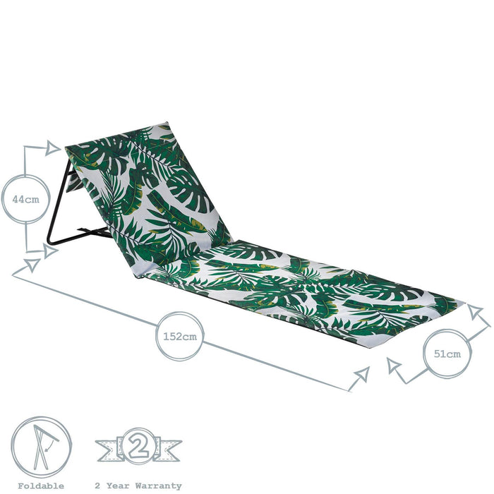 Folding Banana Leaf Canvas Beach Lounger