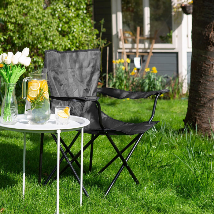 Folding Black Canvas Camping Chair