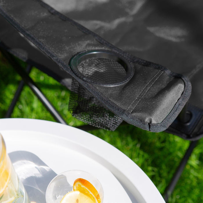 Folding Black Canvas Camping Chair