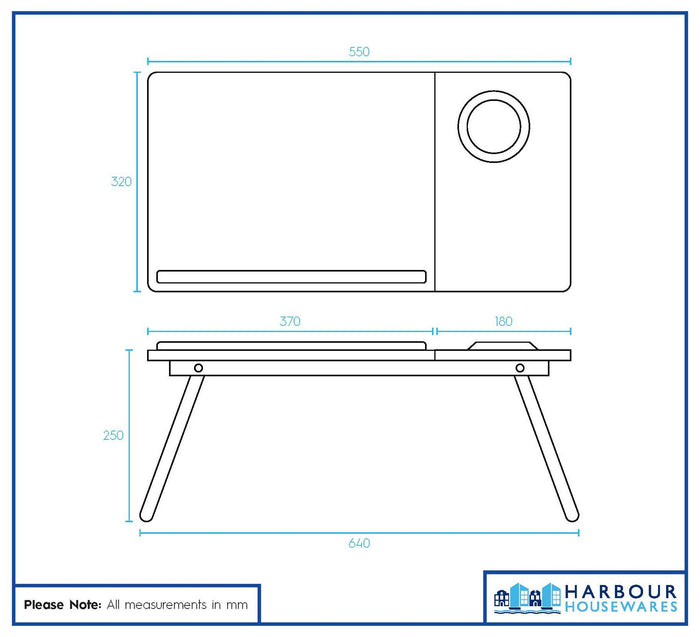 Folding Lap Desk with Cupholder - Black