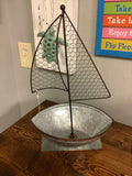 Galvanized sailboat dish