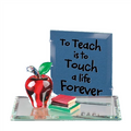 Glass Baron Teacher Apple with Books Figurine