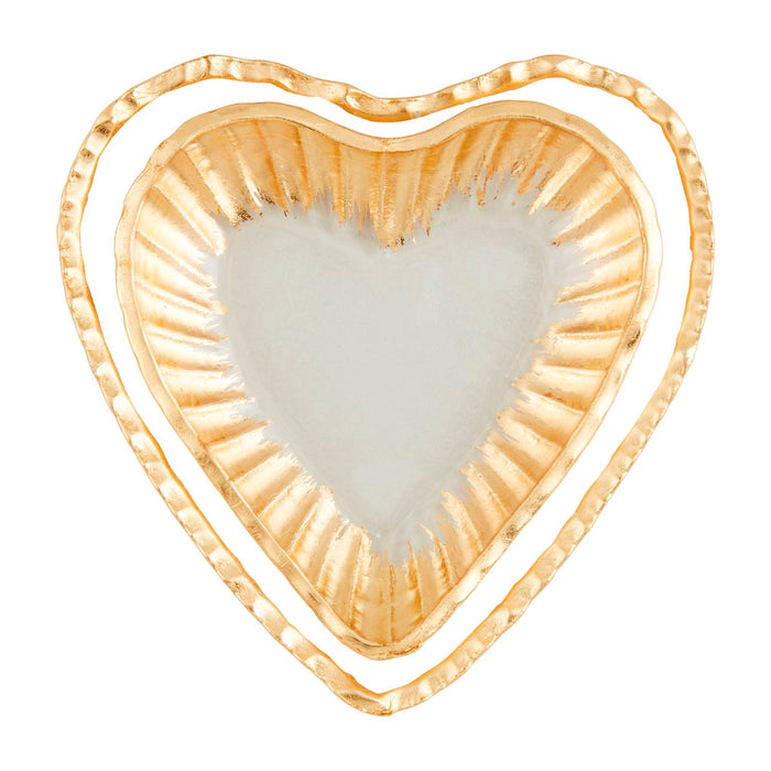 GOLD EDGE RUFFLE HEART TRAY, SMALL