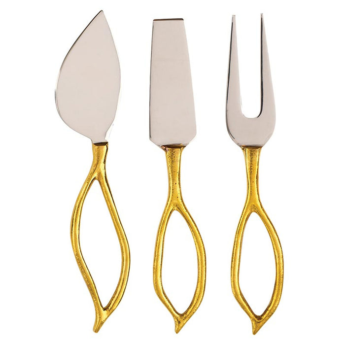 GOLD LEAF SHAPE CHEESE KNIVES SET