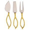 GOLD LEAF SHAPE CHEESE KNIVES SET