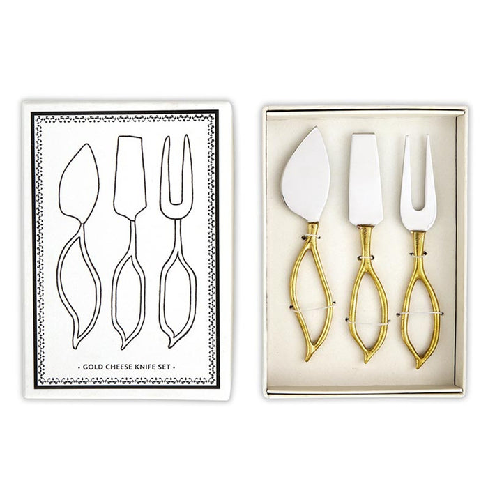 GOLD LEAF SHAPE CHEESE KNIVES SET