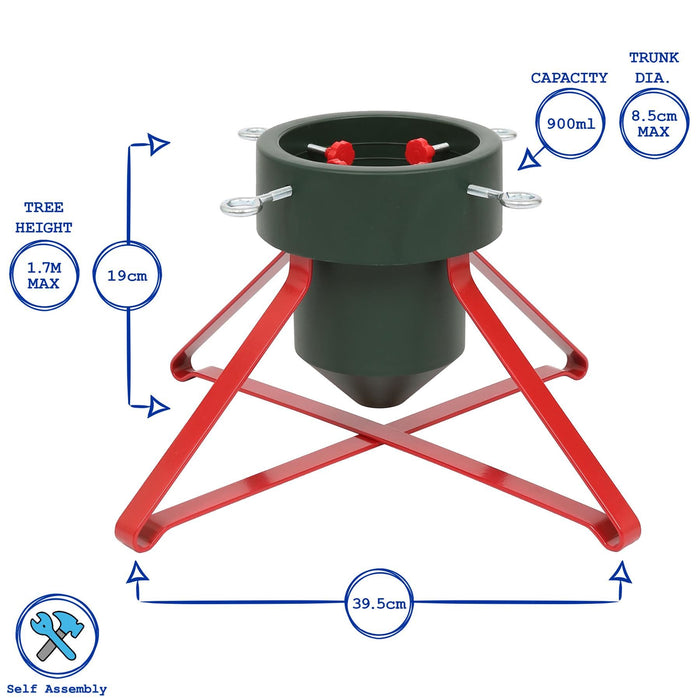 Green & Red Premium Real Christmas Tree Stand - Medium