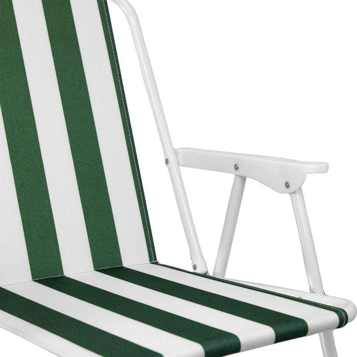 Green & White Folding Metal Beach Chairs - Pack of Two